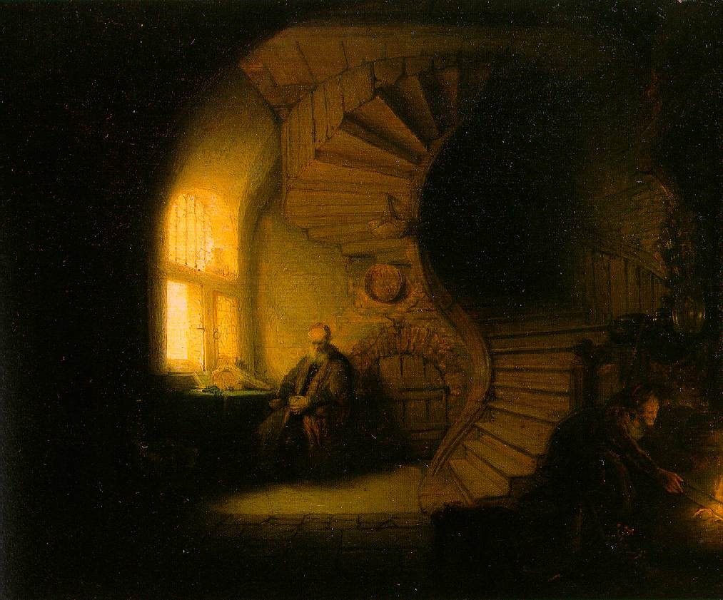 filosofo-meditando-escalera-espiral-rembrandt